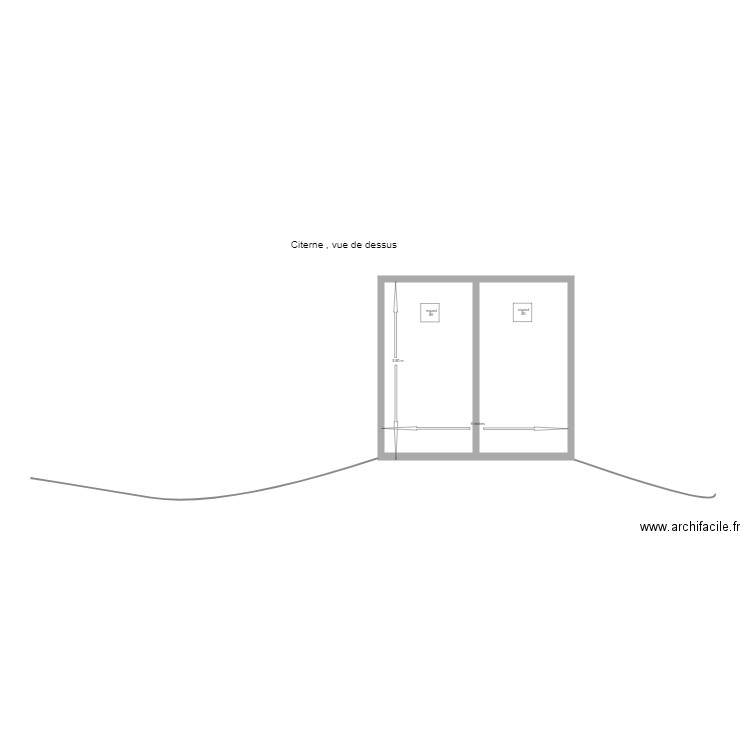 citerne. Plan de 2 pièces et 32 m2