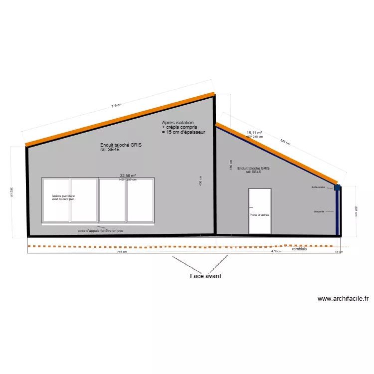 fa&ccedil;ade est final . Plan de 