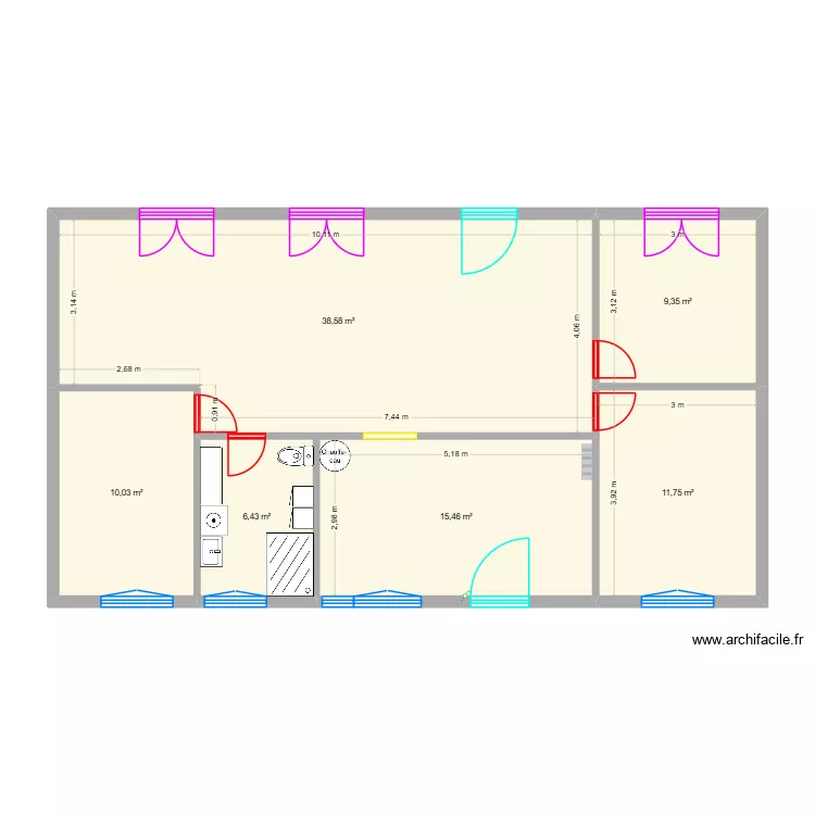 2 er plan. Plan de 6  et 92 m²