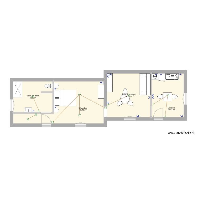 Reinhard. Plan de 4 pièces et 53 m2