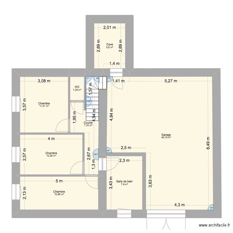 ROUTE DE NEUILLE. Plan de 8 pièces et 103 m2