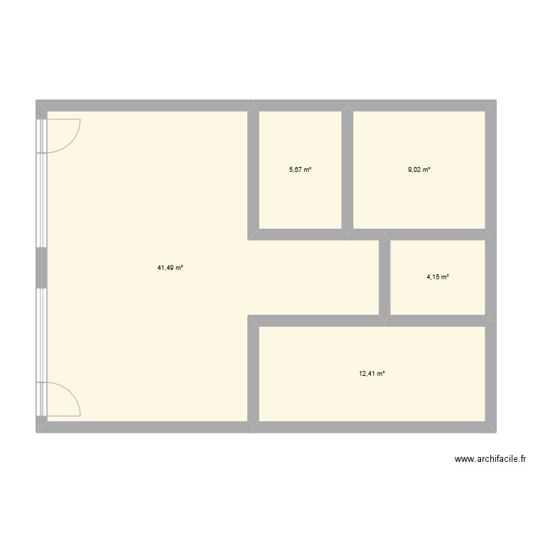 appartement. Plan de 5 pièces et 73 m2