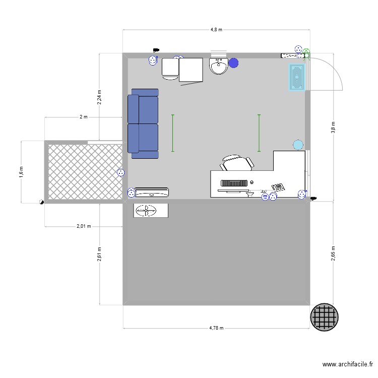 buro2025. Plan de 3 pièces et 31 m2