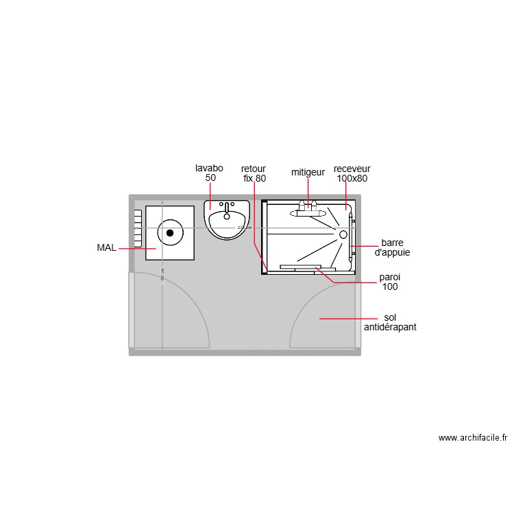 hecher. Plan de 1 pièce et 4 m2