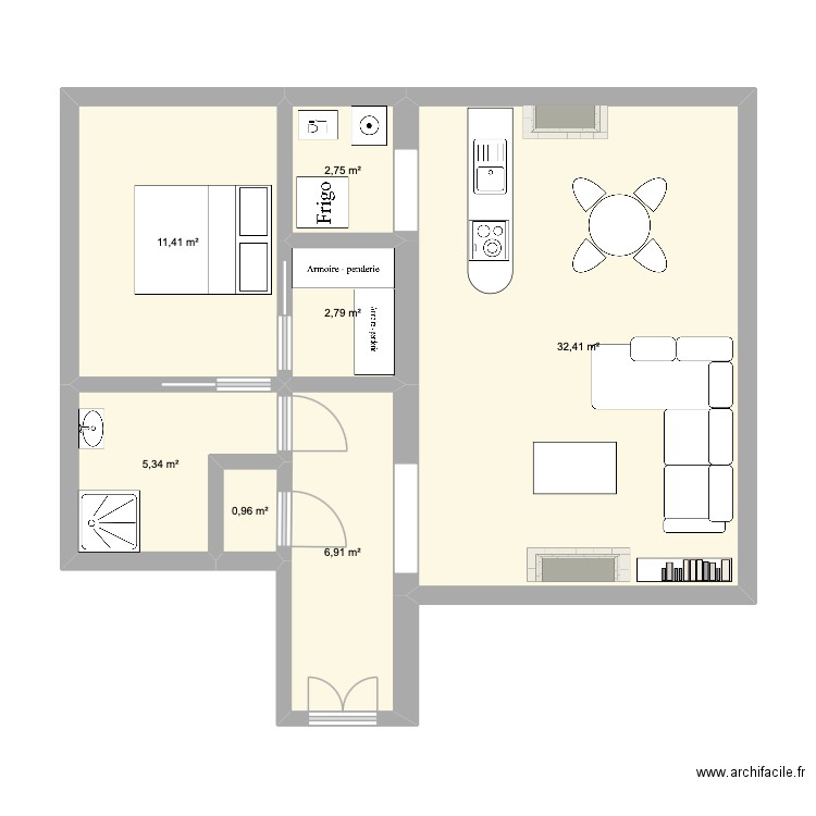 PLAN Lucie. Plan de 7 pièces et 63 m2