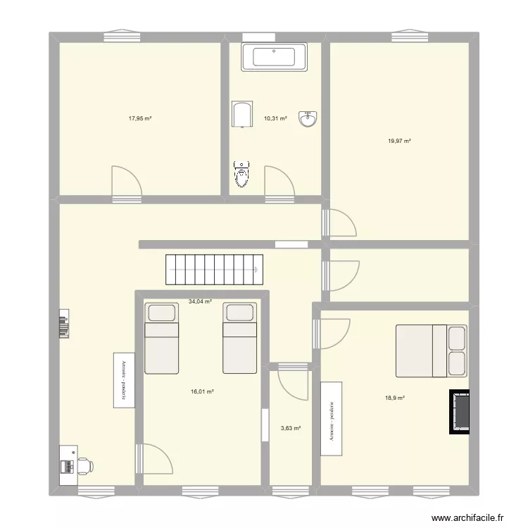Nouveau 1er etage. Plan de 7 et 121 m² Nouveau 1er etage. Plan de 7 et 121 m²