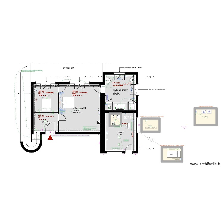 TRAYAS REZ DE CHAUSSEE v2. Plan de 4 pièces et 19 m2