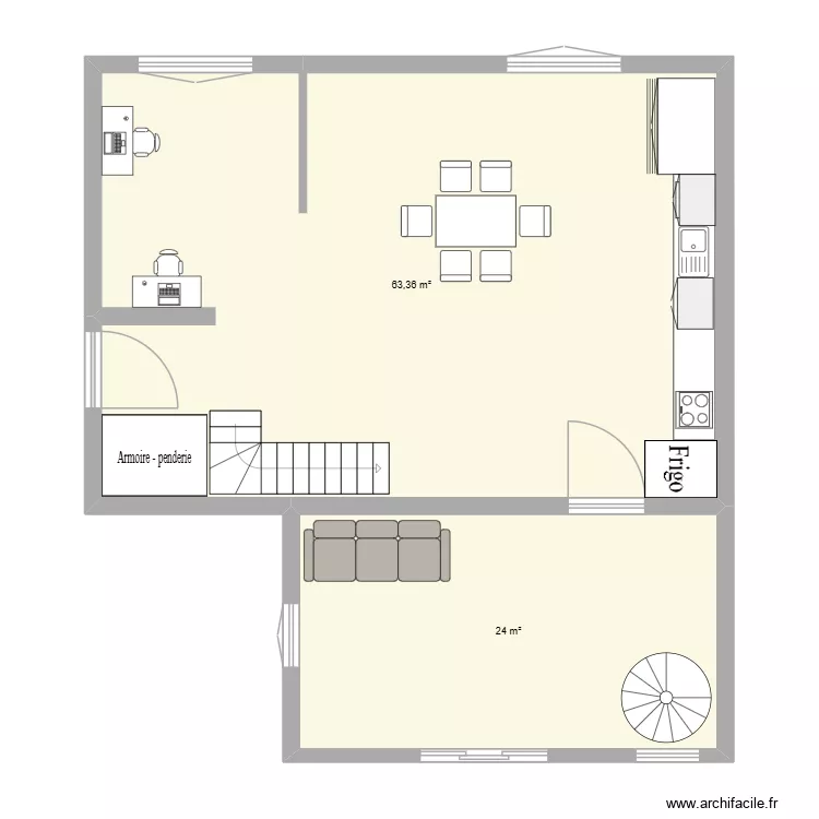 haut & ext haut avec TV. Plan de 2  et 87 m²