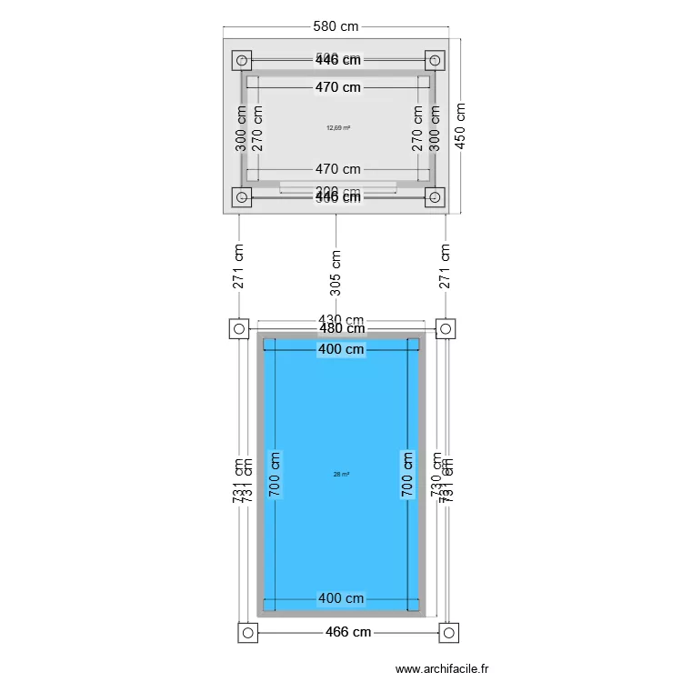 pool house lelu. Plan de 