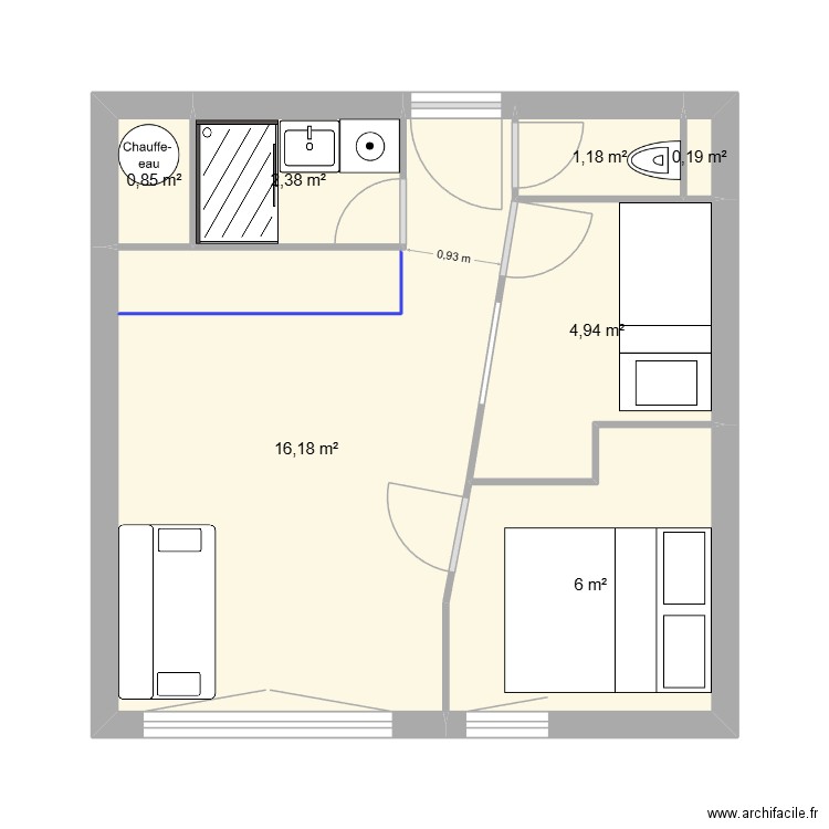 Airelles perso. Plan de 7 pièces et 32 m2