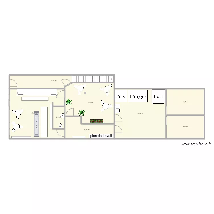 plan initial boulangerie. Plan de 8  et 121 m²