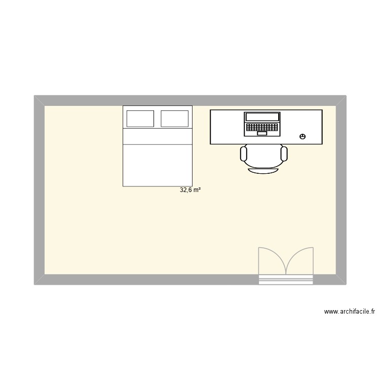 ma chambre. Plan de 1 pièce et 33 m2