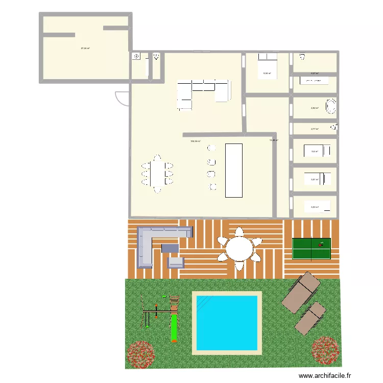 chez moi 3. Plan de 10 pièces et 184 m²