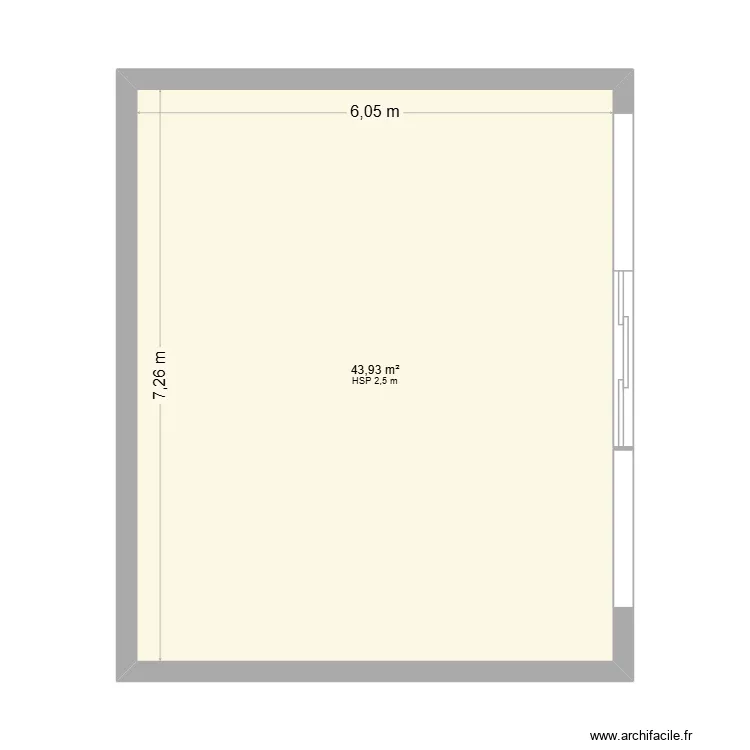 C-R. Plan de 1 pièce et 44 m²