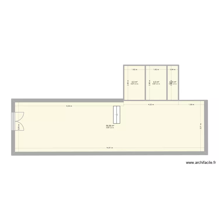 maion des provisions. Plan de 4  et 67 m²