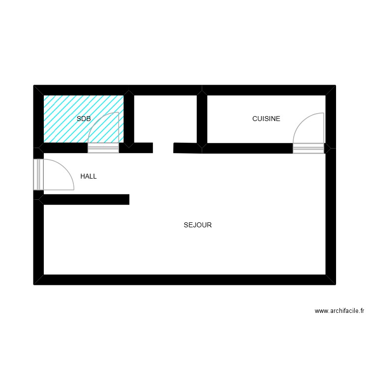 CORNET 195. Plan de 3 pièces et 32 m2