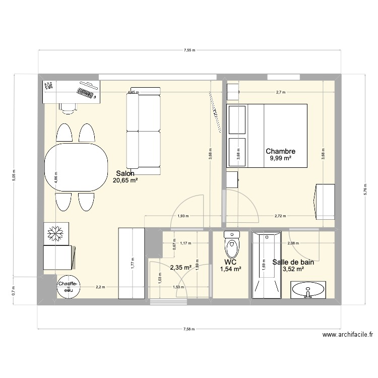 330 Bld de Saint Quentin. Plan de 7 pièces et 38 m2