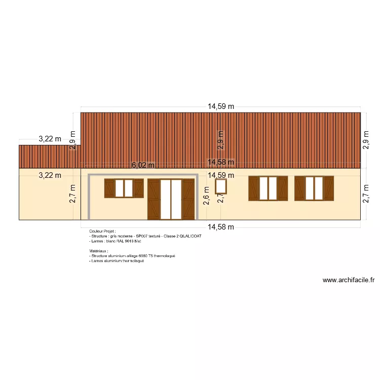 Plan fa&ccedil;ade (apr&egrave;s projet). Plan de 