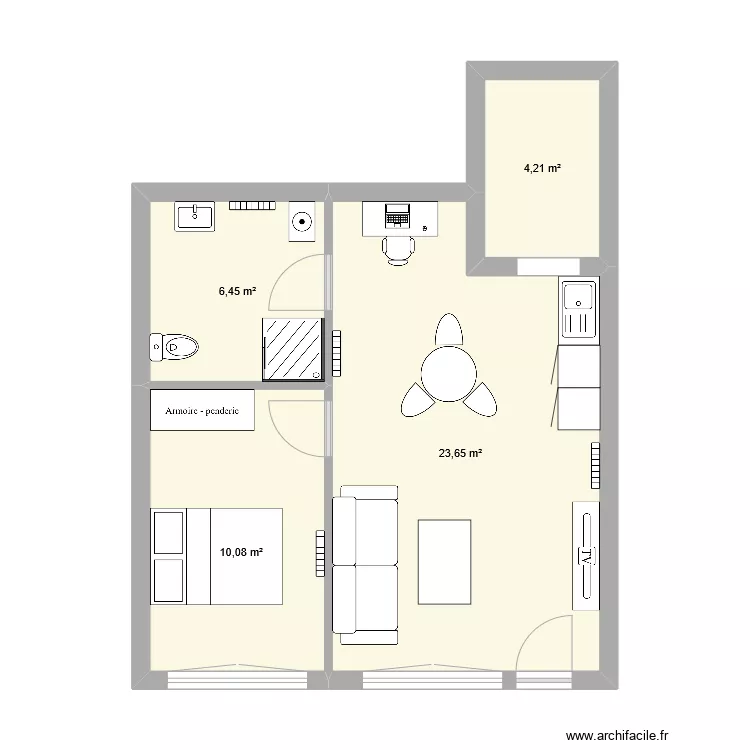 appartement F2. Plan de 