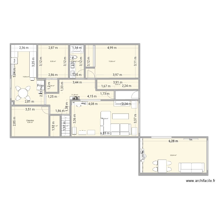 Maison 1271. Plan de 12 pièces et 115 m2