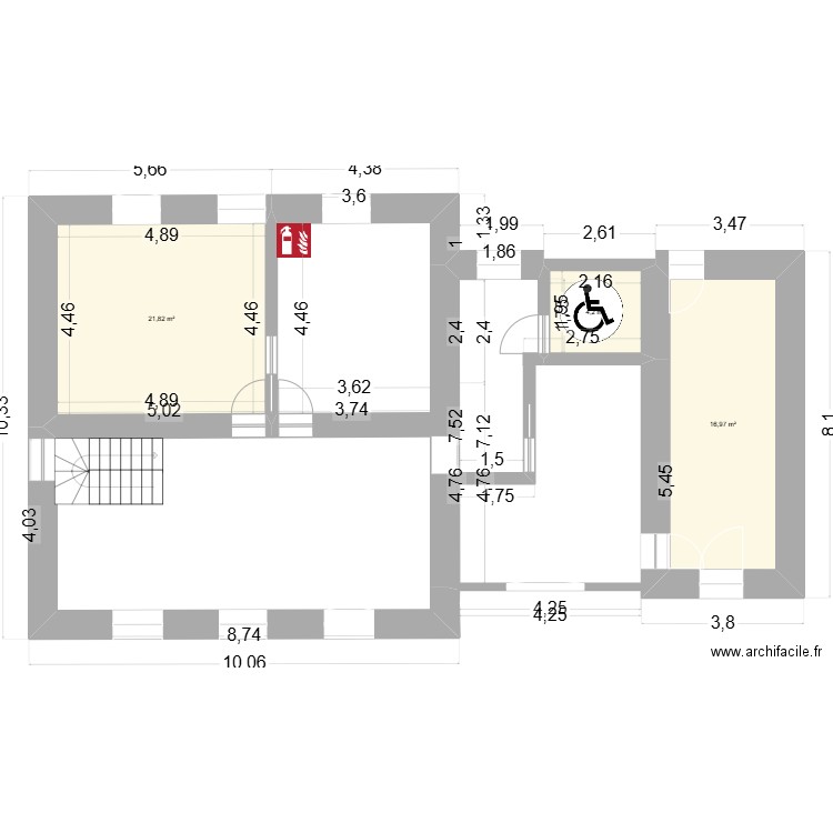 MAIRIE projet. Plan de 3 pièces et 43 m2