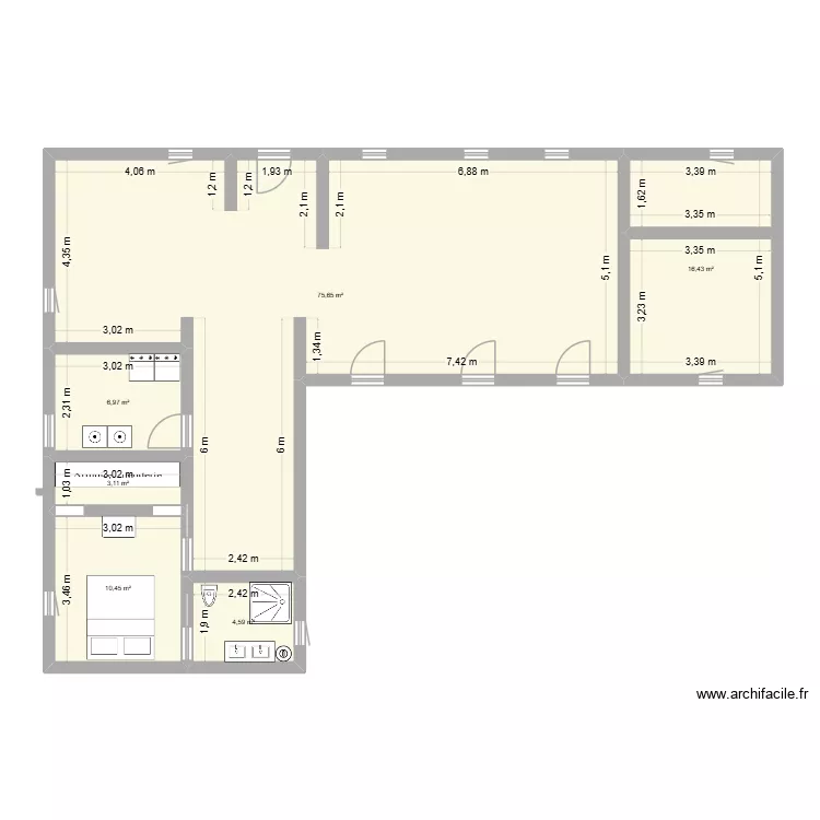 maison corny. Plan de 6  et 117 m²
