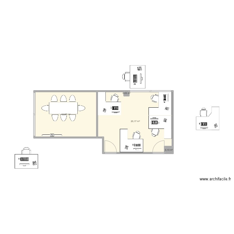 service projet. Plan de 4 pièces et 33 m2