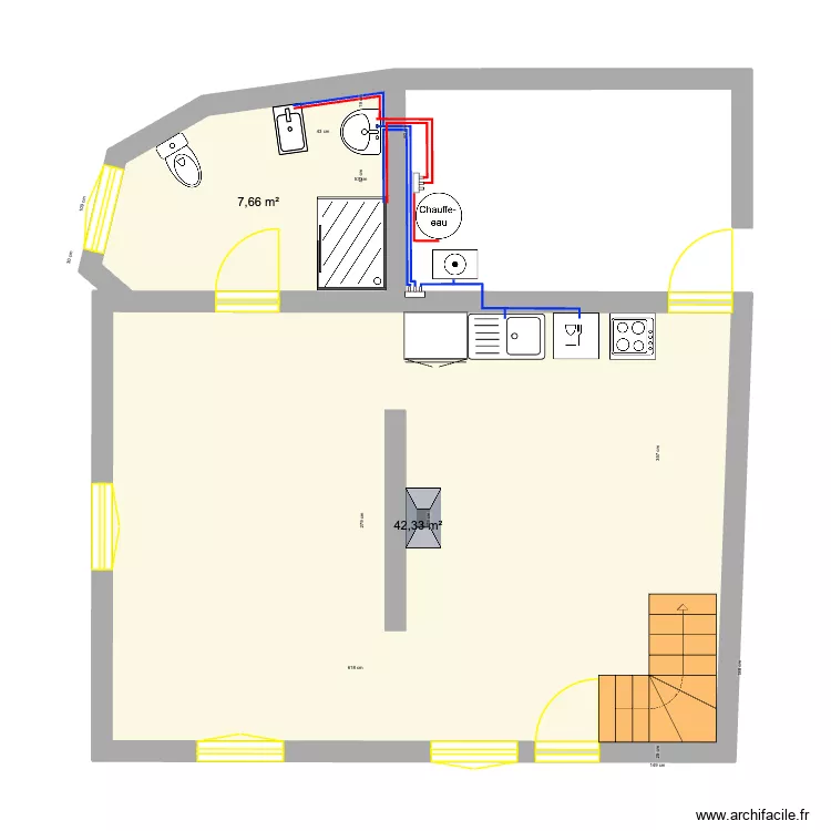 FAVEROLLES_PLOMBERIE_SDB/CUISINE. Plan de 5  et 102 m²