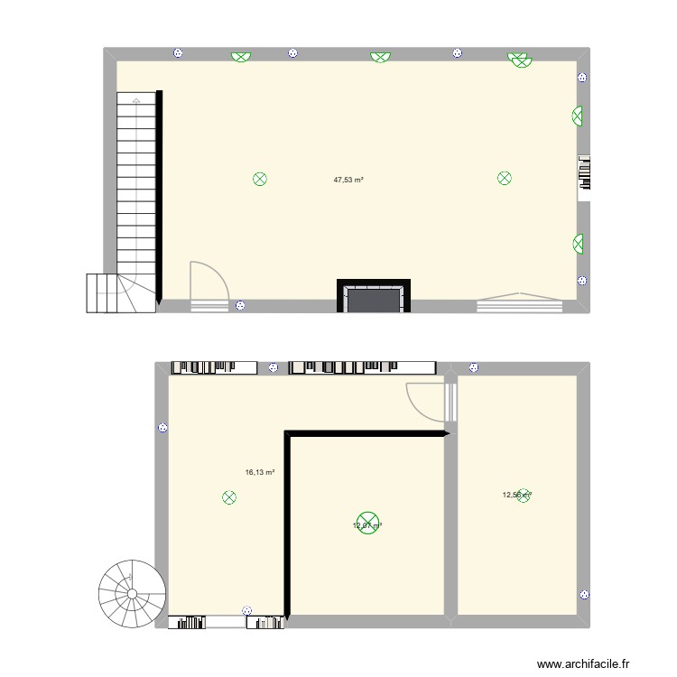 Séjour et mezzanine. Plan de 0 pièce et 0 m2