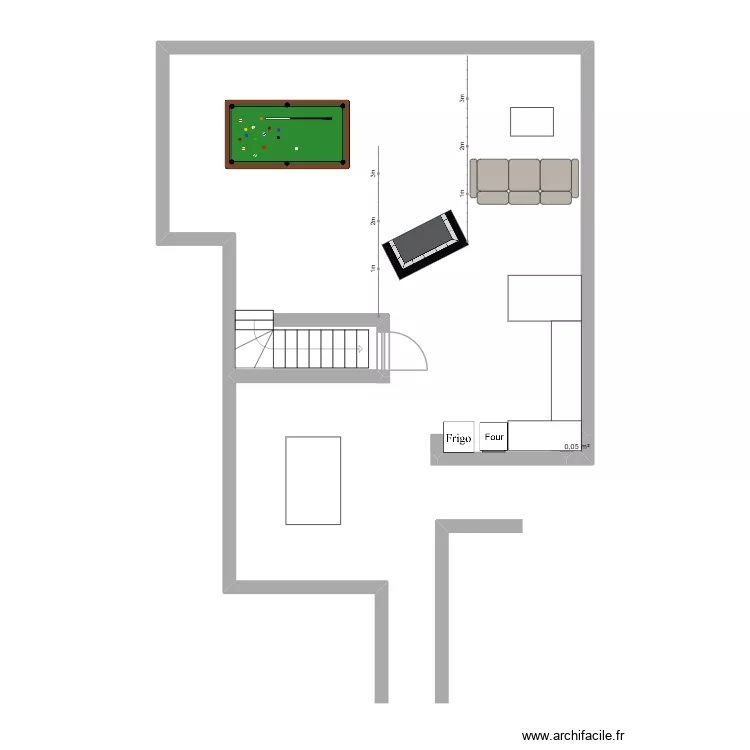 RDC. Plan de 1  et 0 m²