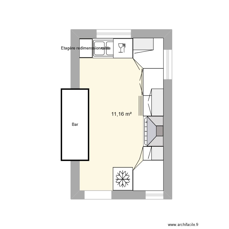 plan Cuisine Marie 1. Plan de 1 pièce et 11 m2