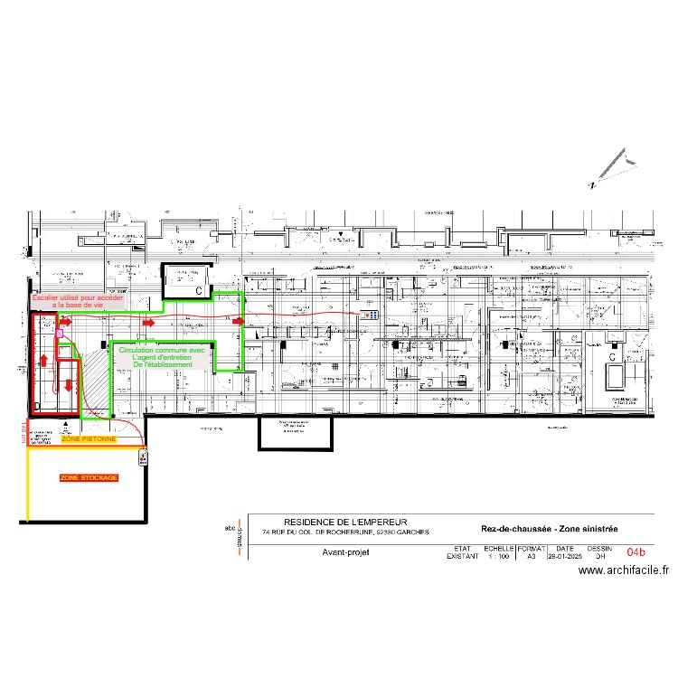 PIC - EHPAD RDC. Plan de 2 pièces et 54 m2