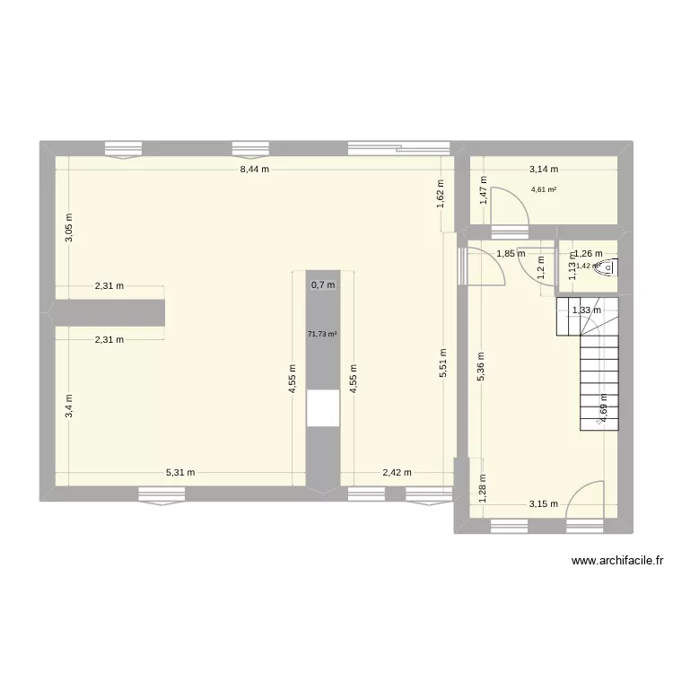 Rez de chaussée 2. Plan de 3 et 78 m² Rez de chaussée 2. Plan de 3 et 78 m²