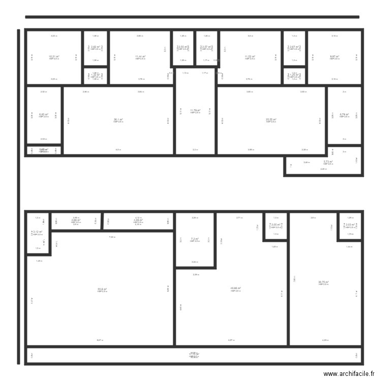 ardin rdc. Plan de 27 pièces et 307 m2