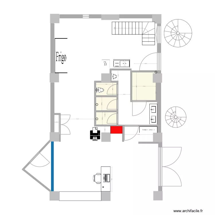 CUISINE EXIT11 V6. Plan de 4  et 8 m²