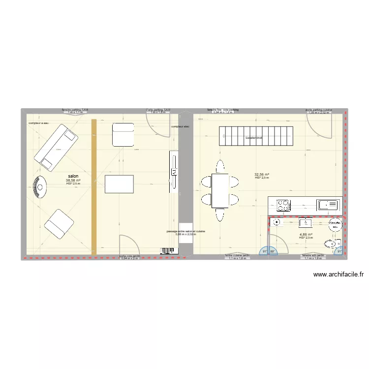 maison gaby rdc cote cuisine 4. Plan de 12  et 144 m²