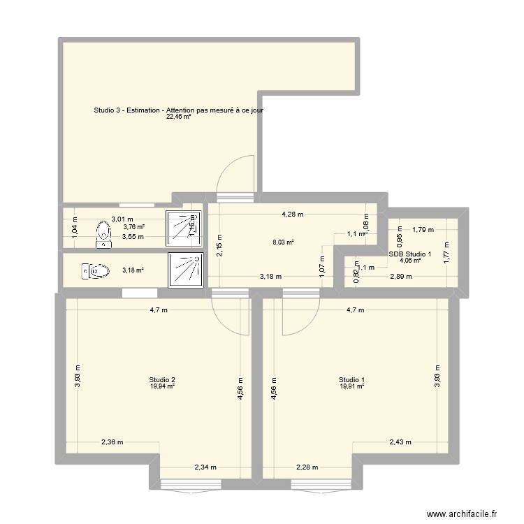 Esai 1 - Studios Thyez 2ème étage. Plan de 9 pièces et 255 m2