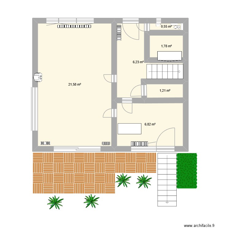 Maison RDC RBX. Plan de 6 pièces et 38 m2