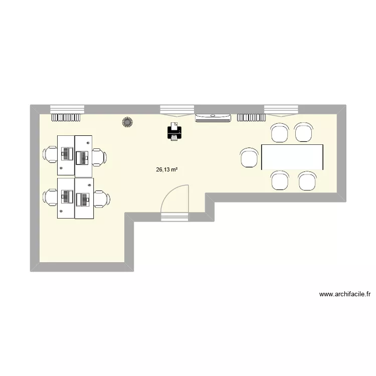 Oligobureau. Plan de 1  et 26 m²