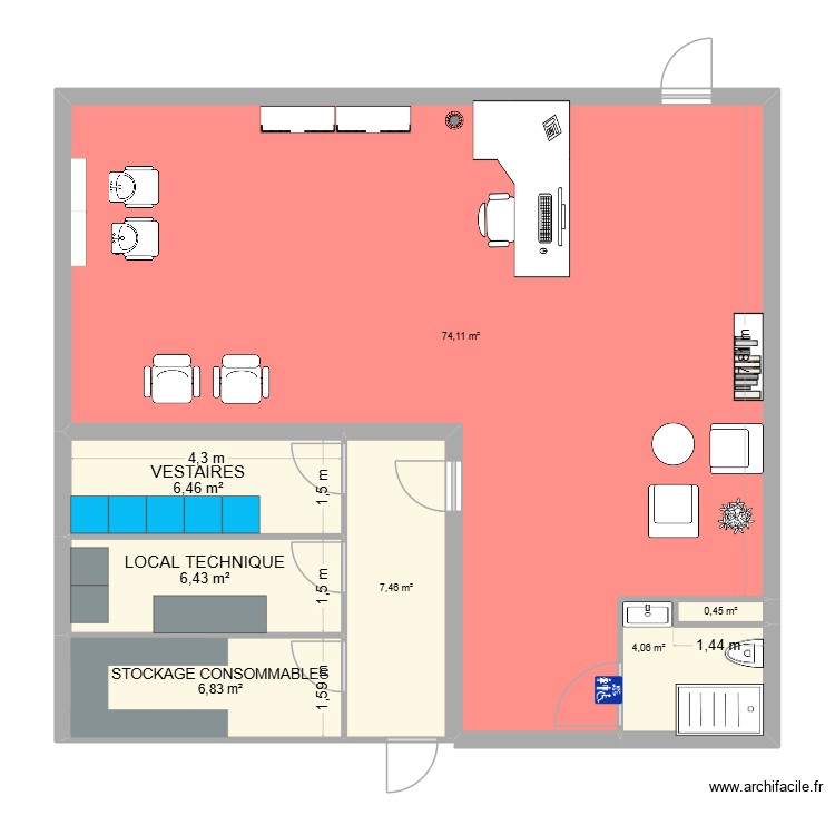 SALON DE COIFF. Plan de 0 pièce et 0 m2 SALON DE COIFF. Plan de 0 pièce et 0 m2