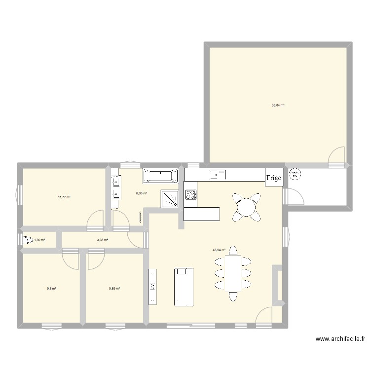 maison1. Plan de 8 pièces et 129 m2