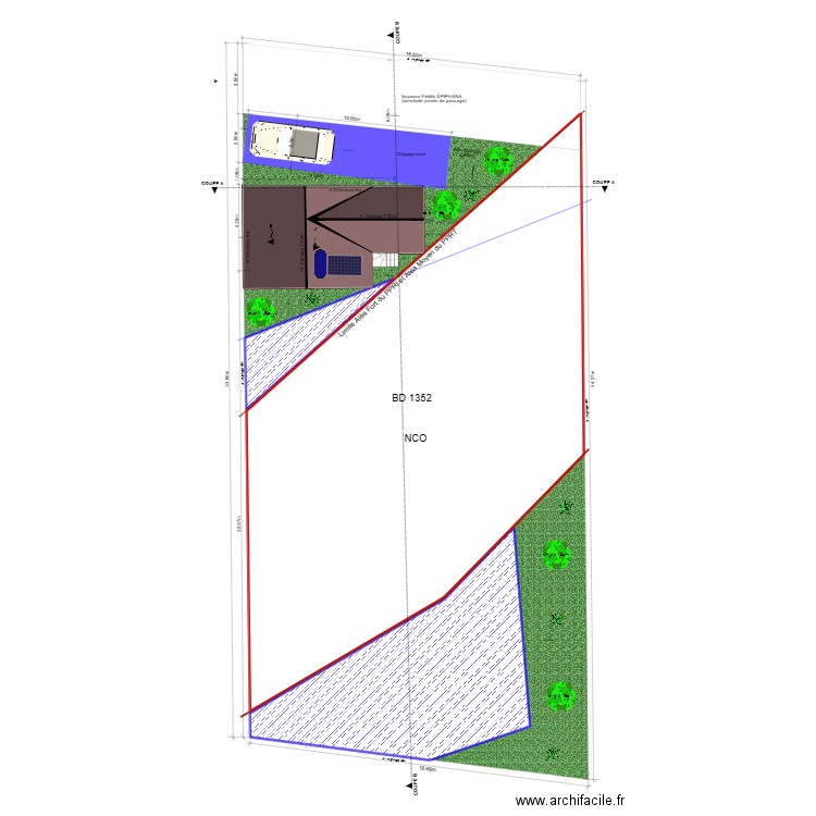 plan de masse 3. Plan de 3 pièces et 128 m2