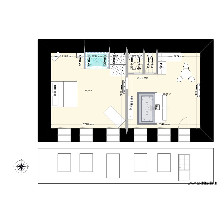 Orange. Plan de 4 pièces et 65 m2