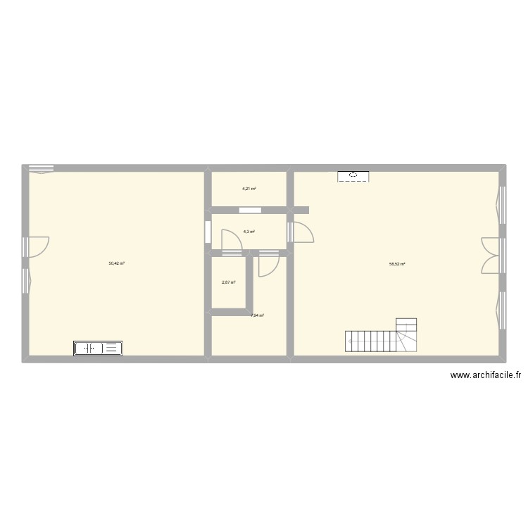 Ervy. Plan de 6 pièces et 128 m2