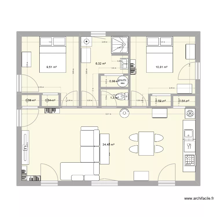SIMPLE 30 AVRIL 66m2. Plan de 10  et 66 m²