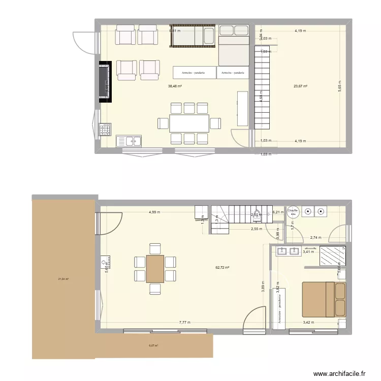 Tréal 1er aménagement. Plan de 3 et 125 m² Tréal 1er aménagement. Plan de 3 et 125 m²