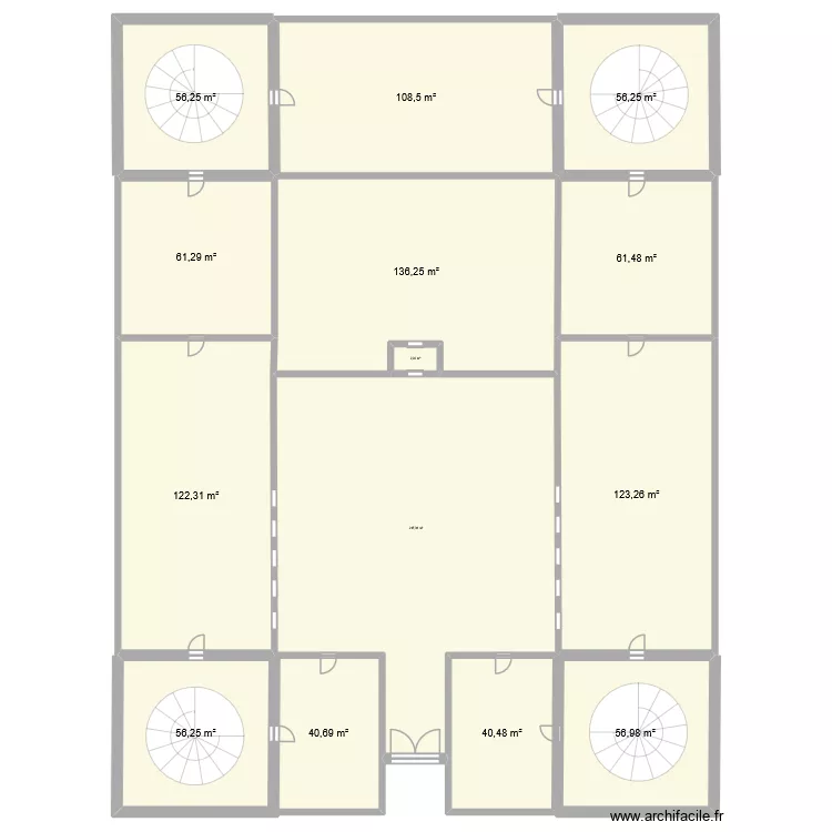 Voli&egrave;re/Caserne Archi. Plan de 14  et 1140 m²