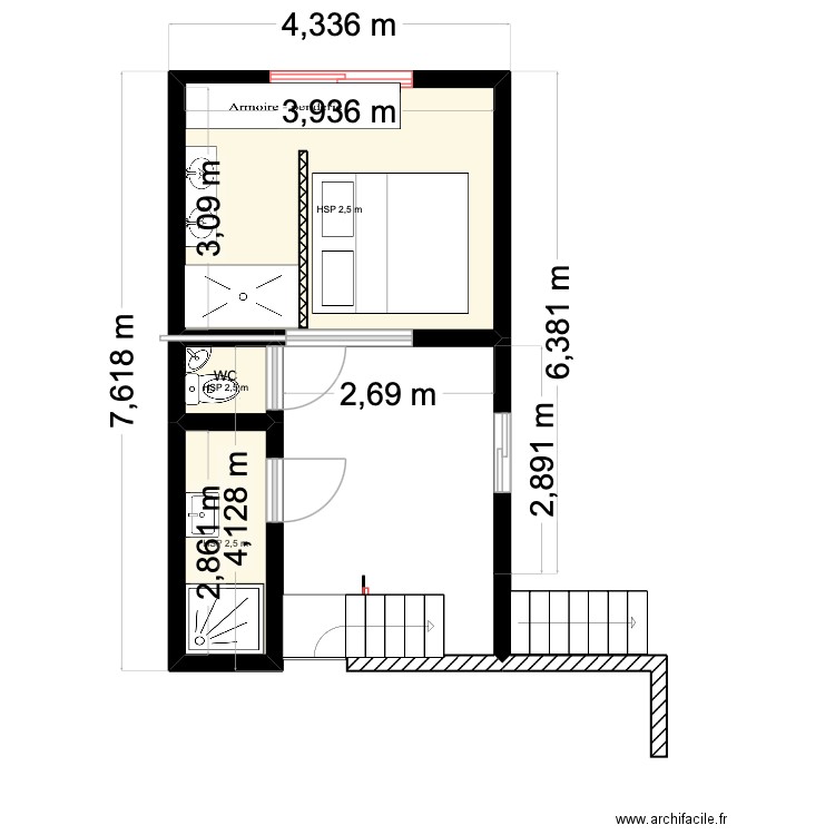 SALLE DE BAIN COULOIRE SUITEéé. Plan de 3 pièces et 16 m2