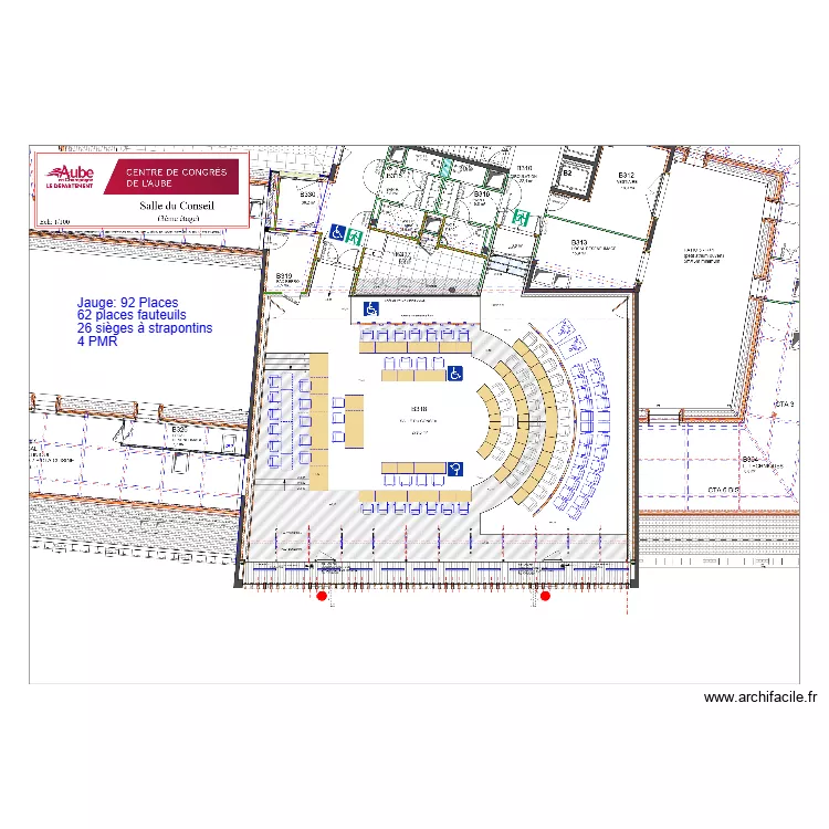 Salle du Conseil jauge 92 places. Plan de Salle du Conseil jauge 92 places. Plan de