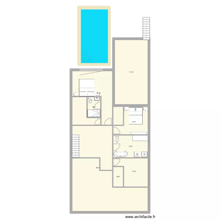 interieur2. Plan de 8  et 151 m²